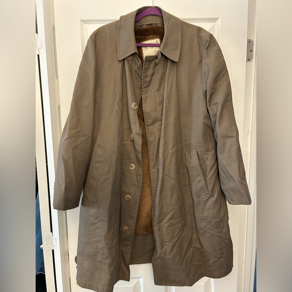 Fur lined plaid London Fog Men’s trench coat